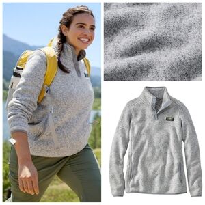 Women's L.L.Bean Sweater Fleece Pullover PEWTER Size L Petite